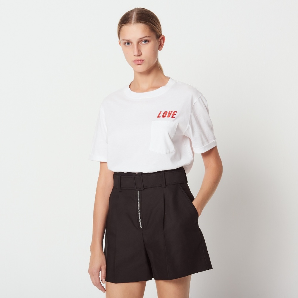 sandro high waist shorts  with belt noir SZ38 nwt